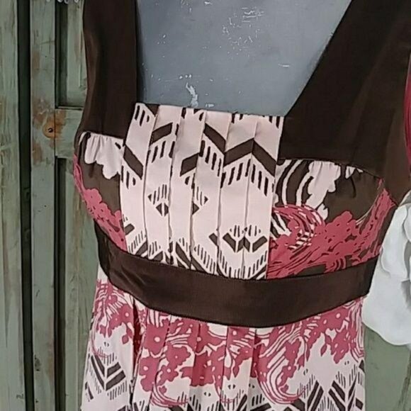 BCBG Paris Sleeveless Summer Dress Pink Brown Size 4 - Picture 3 of 6